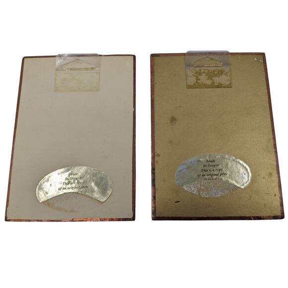 Pair Vintage Pictures Somber CEMETERY ART Prints Tiffany Stained Glass Memorials - Picture 5 of 5